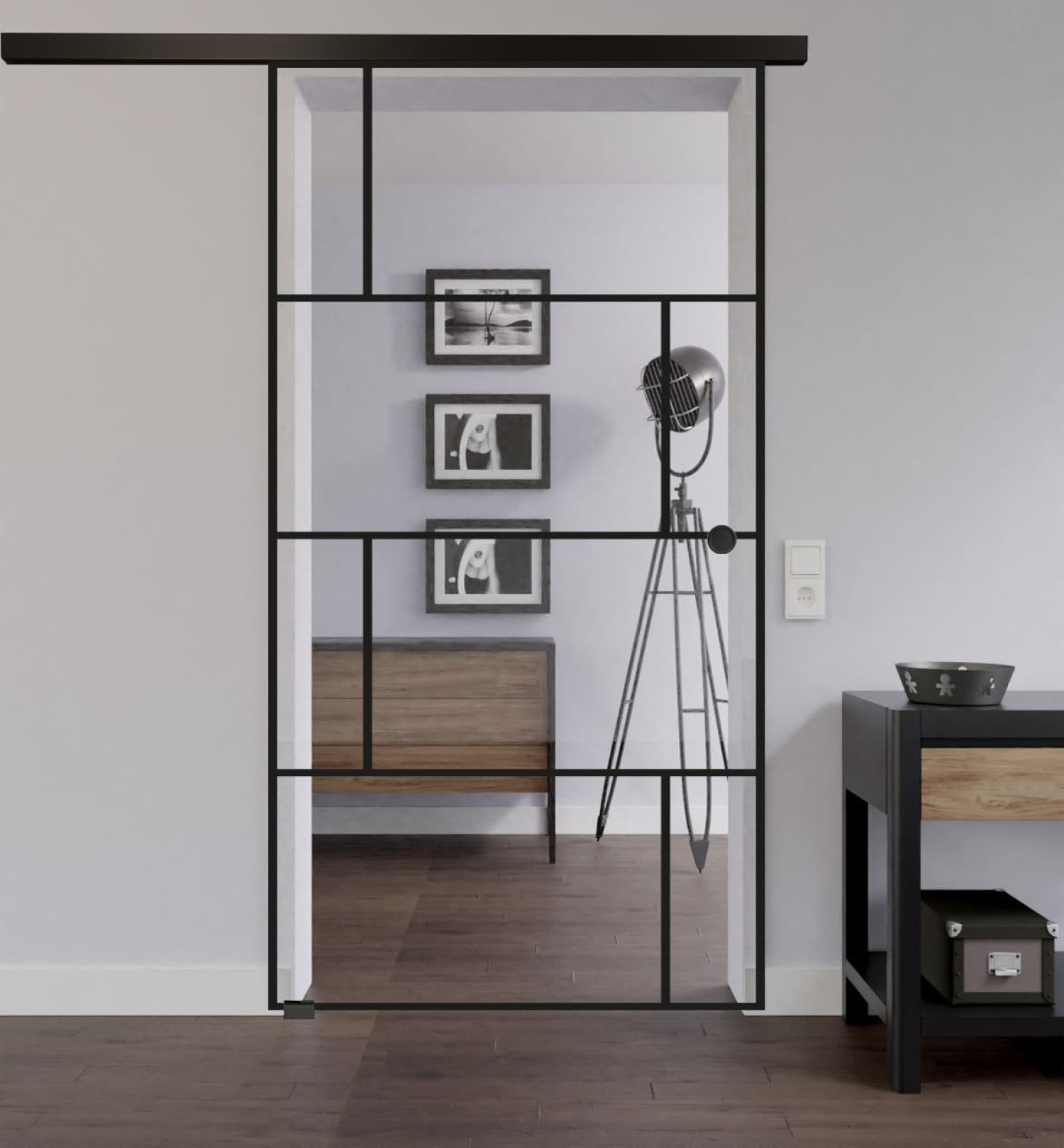 LIENBACHER GLAS Ganzglas Schiebetür Modell 648 Black Signature Klarglas