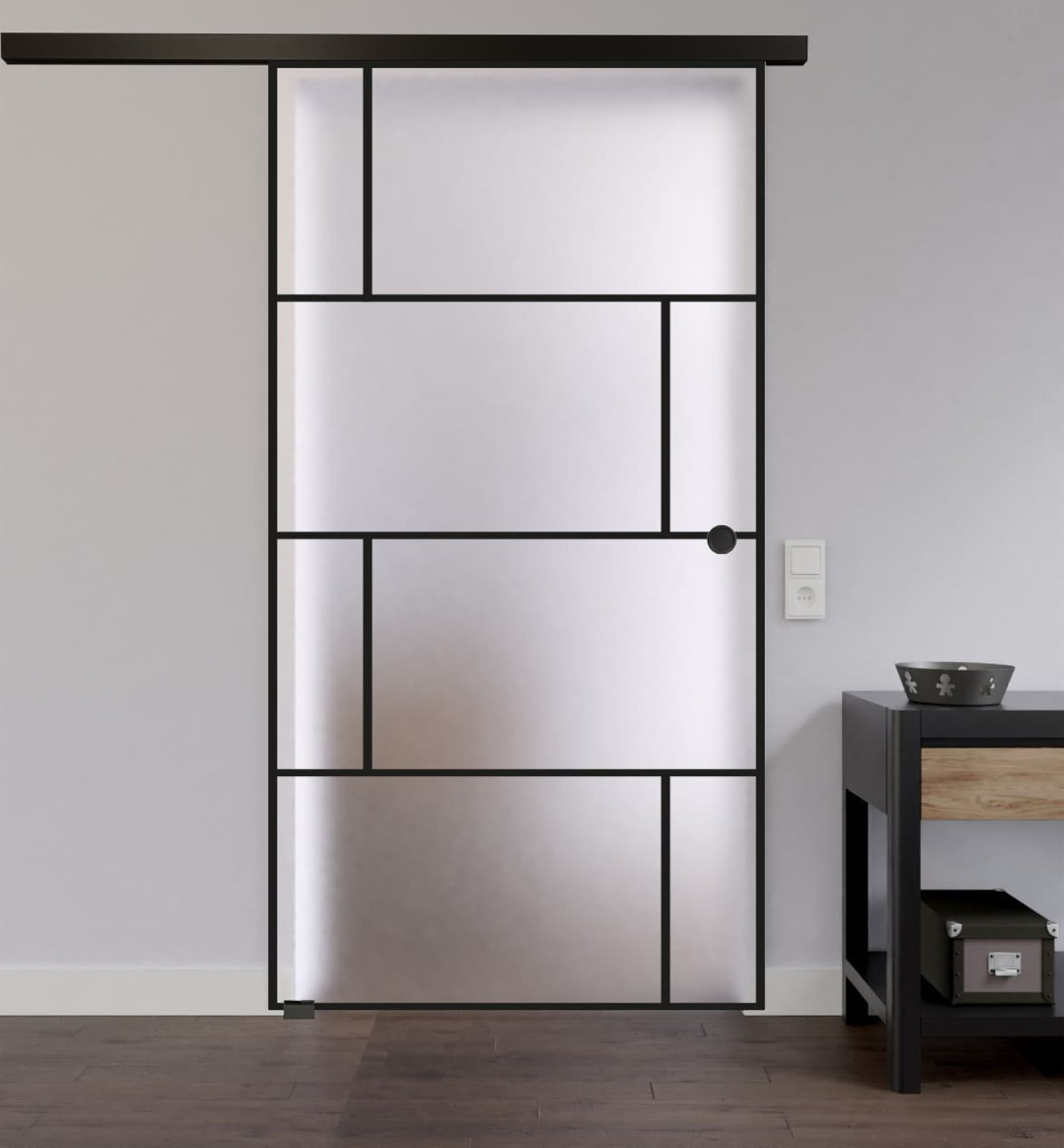 LIENBACHER GLAS Ganzglas Schiebetür Modell 648 Black Signature Satiniert