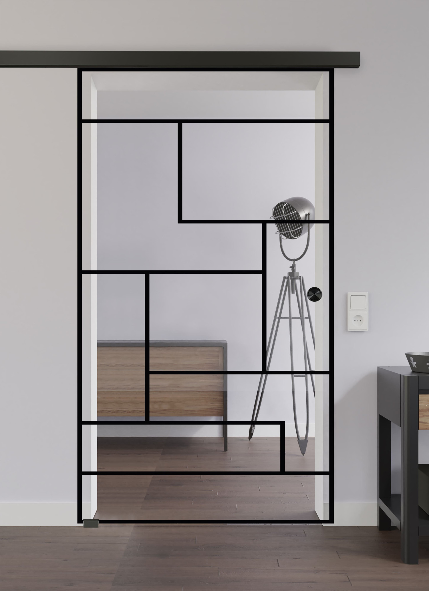 LIENBACHER GLAS Ganzglas Schiebetür Modell 650 Black Signature Klarglas