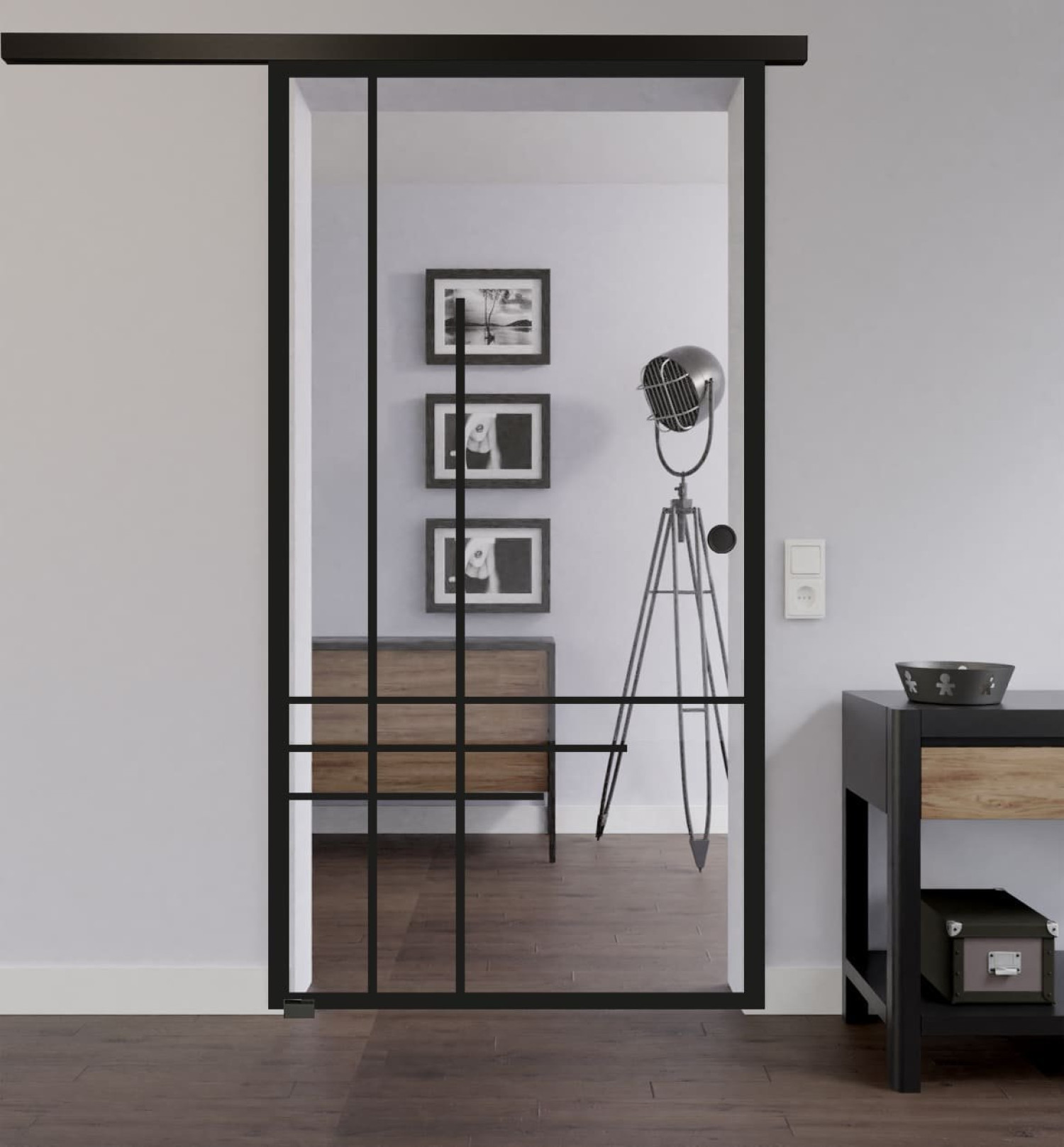 LIENBACHER GLAS Ganzglas Schiebetür Modell 657 Black Signature Klarglas
