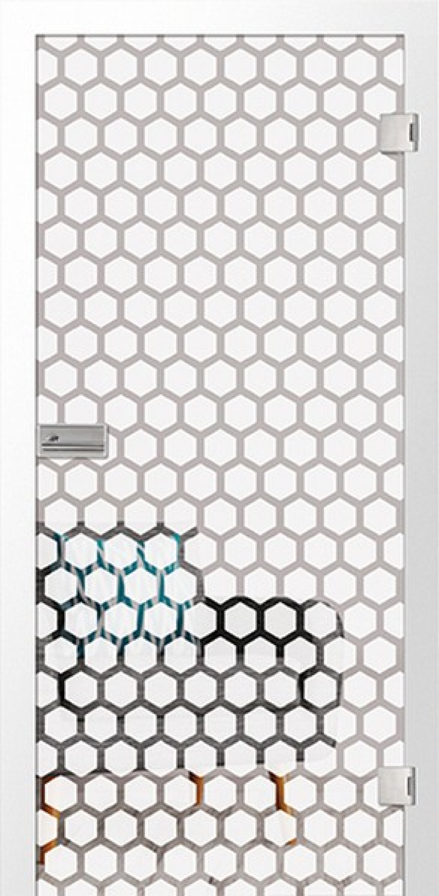 ERKELENZ Glastür Honeycomb Mattierung mit Motiv matt