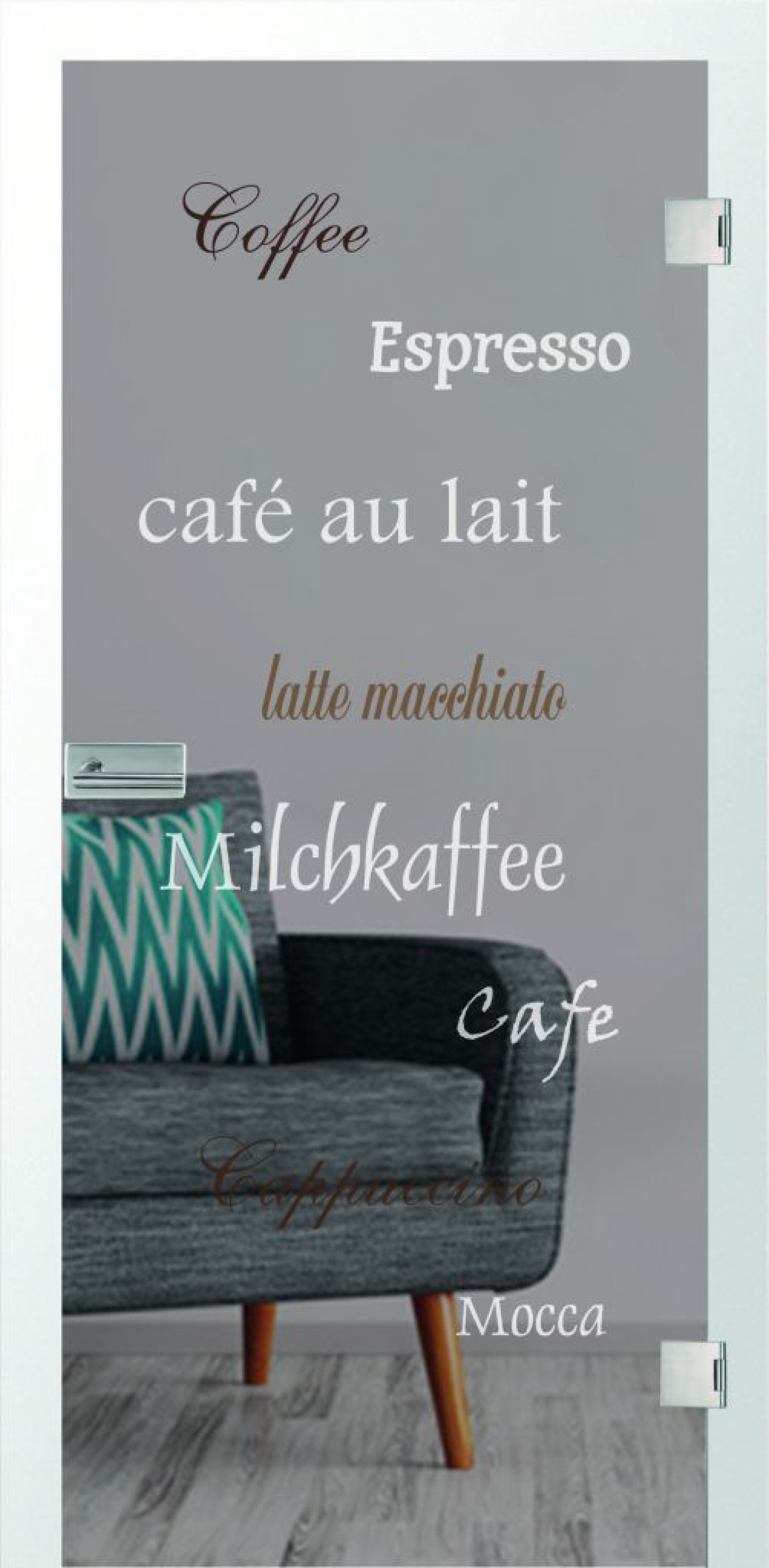 ERKELENZ Glastür Cafe 2 Mattprint