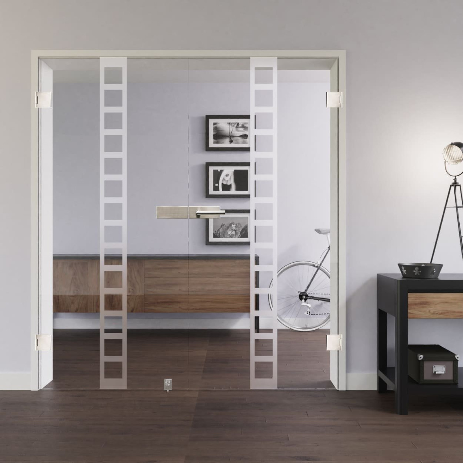 LIENBACHER GLAS Ganzglas Doppelflügeltür Modell 300 negativ Klarglas