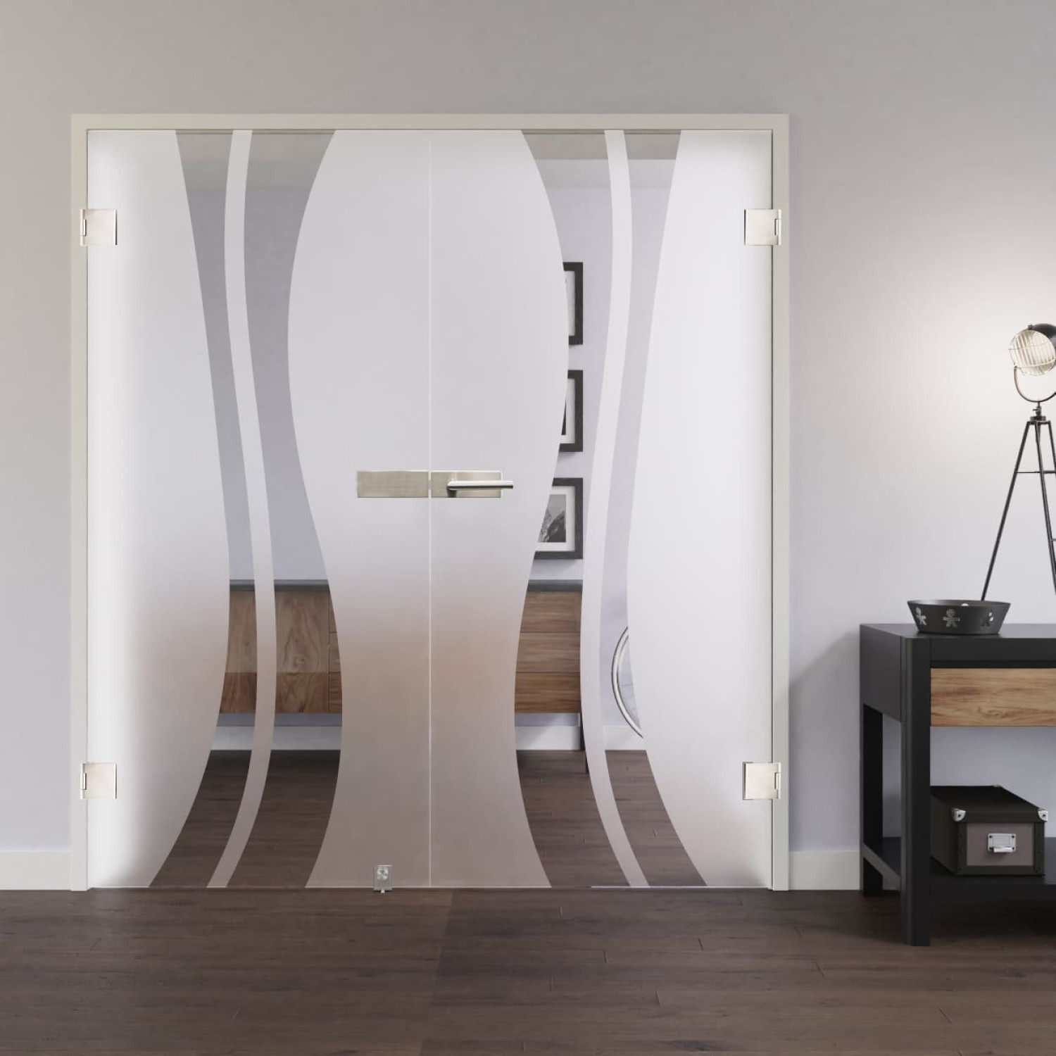 LIENBACHER GLAS Ganzglas Doppelflügeltür Modell 310 negativ Klarglas