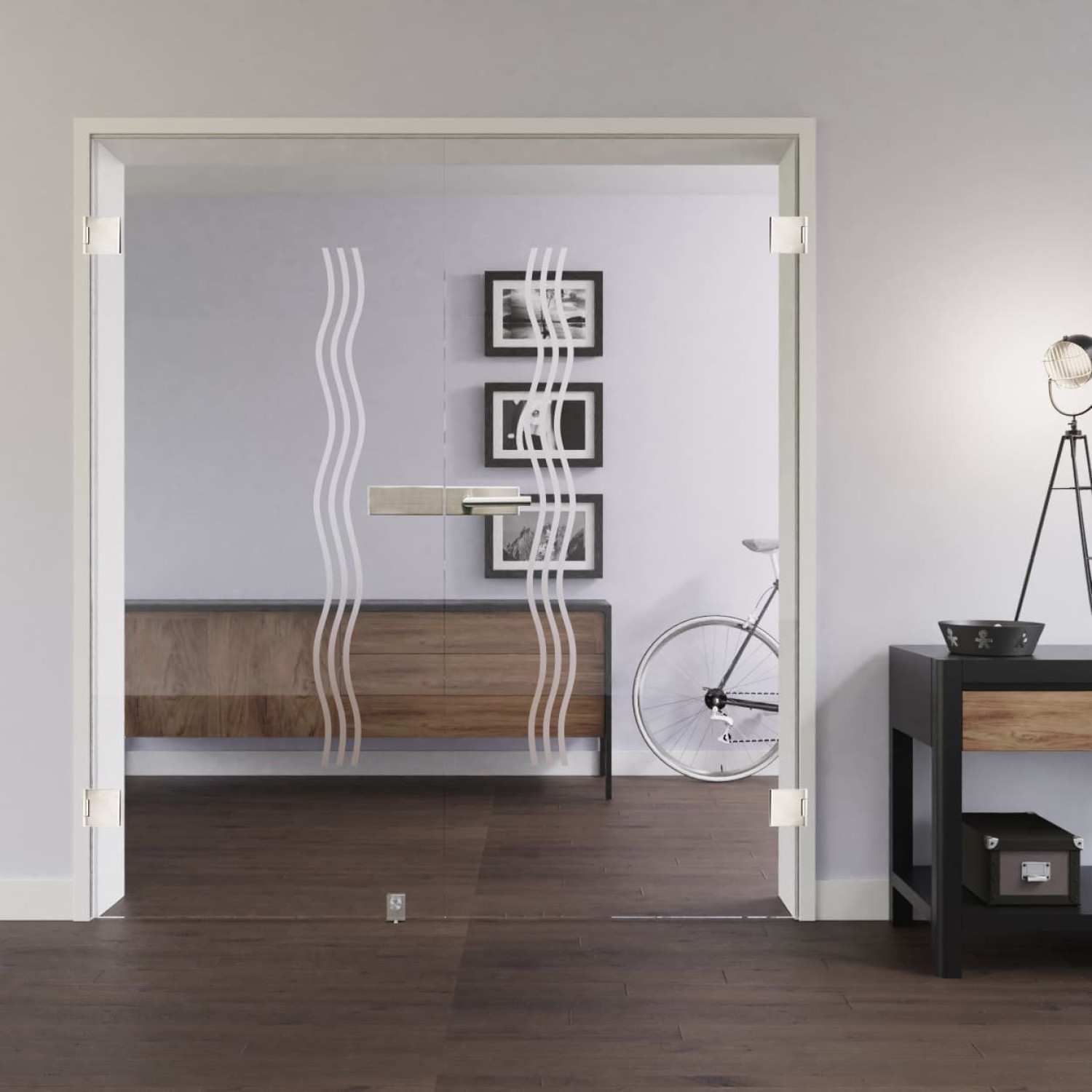 LIENBACHER GLAS Ganzglas Doppelflügeltür Modell 320 negativ Klarglas