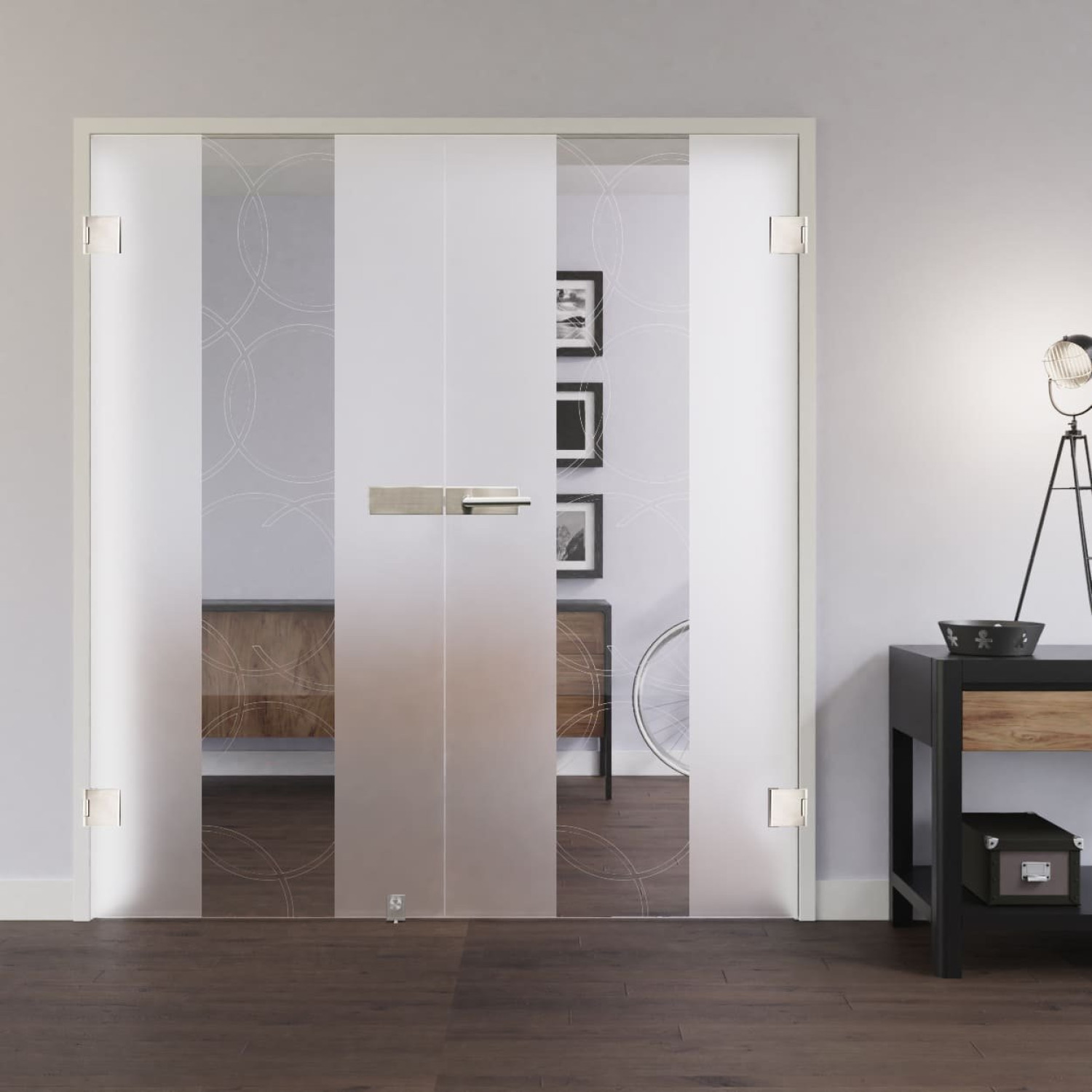 LIENBACHER GLAS Ganzglas Doppelflügeltür Modell 328 negativ Klarglas