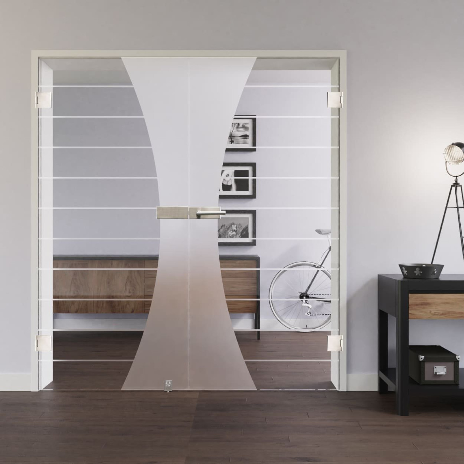 LIENBACHER GLAS Ganzglas Doppelflügeltür Modell 356 negativ Klarglas