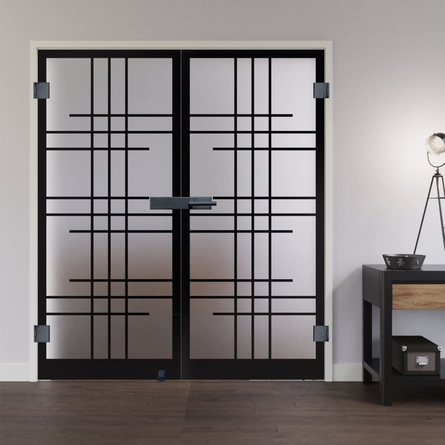 Ansicht von LIENBACHER GLAS Ganzglas Doppelflügeltür Modell 624 Black Signature Satiniert