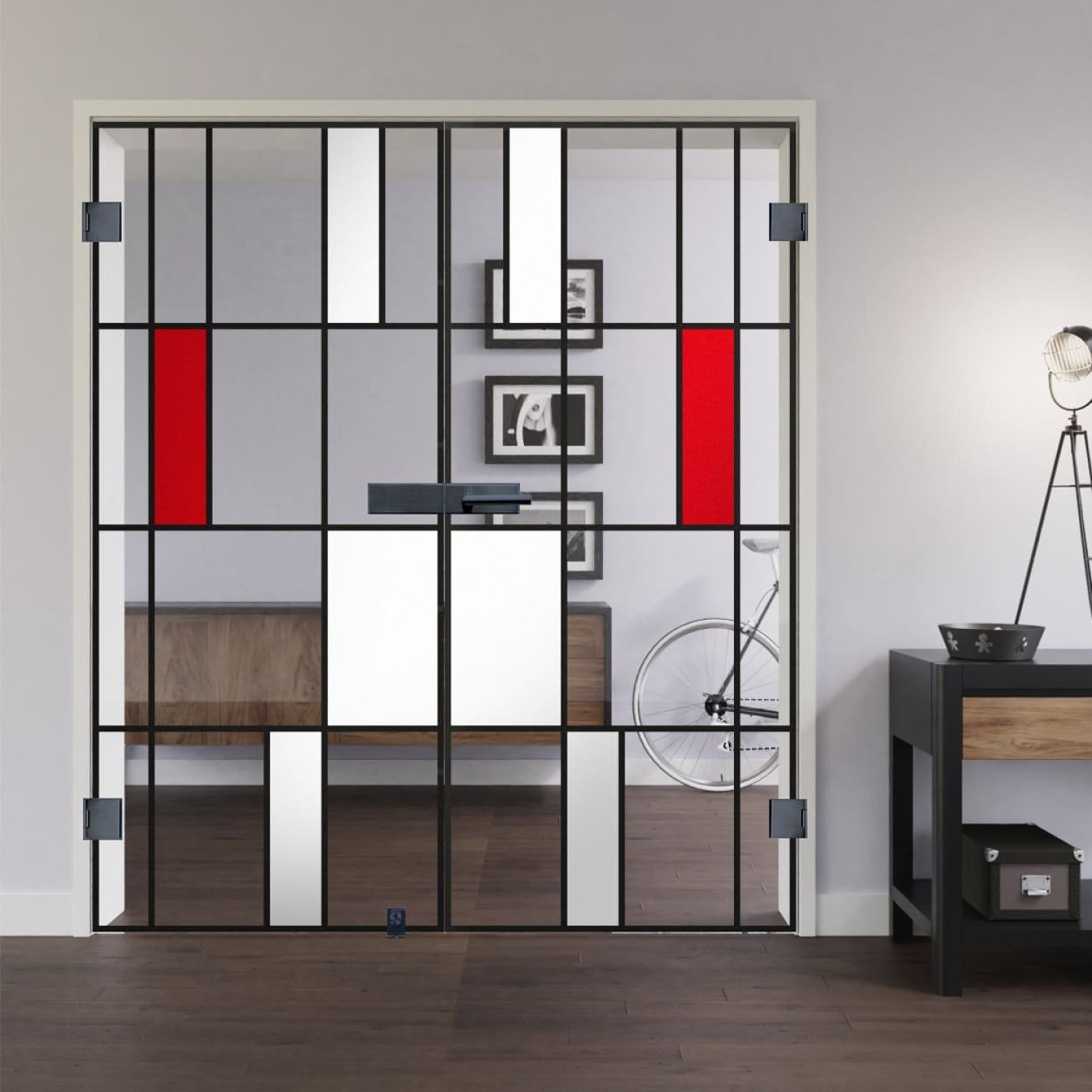 LIENBACHER GLAS Ganzglas Doppelflügeltür Modell 629 Black Signature Klarglas