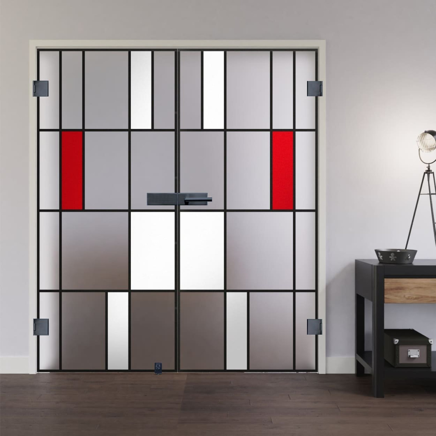 Ansicht von LIENBACHER GLAS Ganzglas Doppelflügeltür Modell 629 Black Signature Satiniert