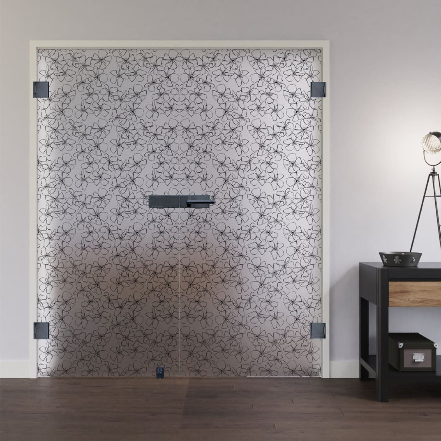 Ansicht von LIENBACHER GLAS Ganzglas Doppelflügeltür Modell 631 Black Signature Satiniert