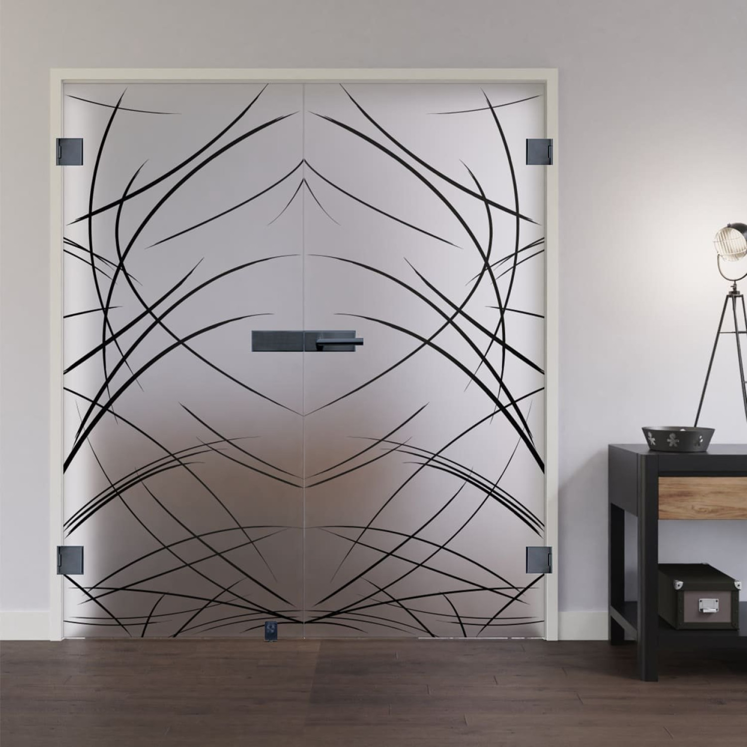Ansicht von LIENBACHER GLAS Ganzglas Doppelflügeltür Modell 636 Black Signature Satiniert