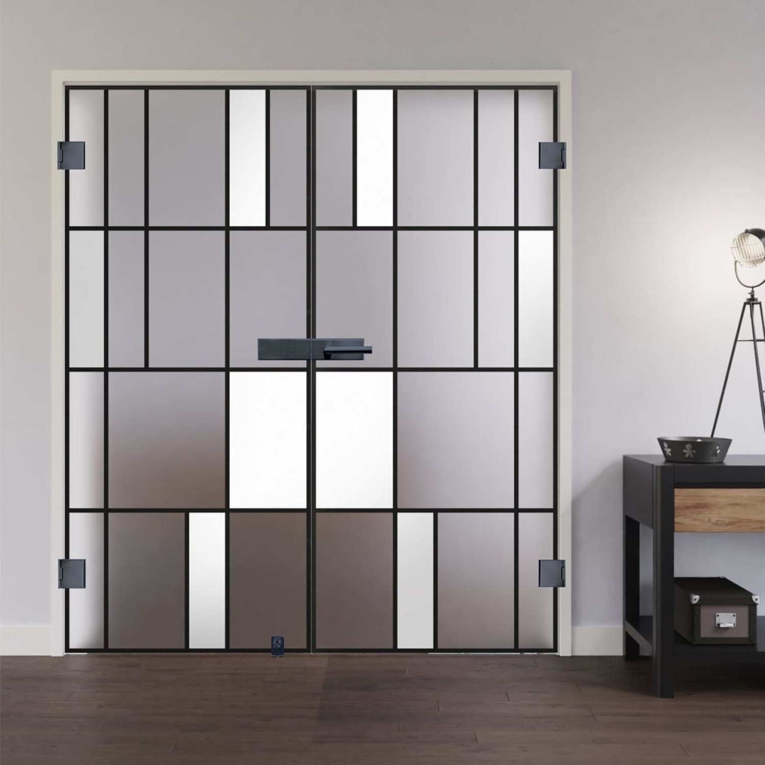 Ansicht von LIENBACHER GLAS Ganzglas Doppelflügeltür Modell 640 Black Signature Satiniert