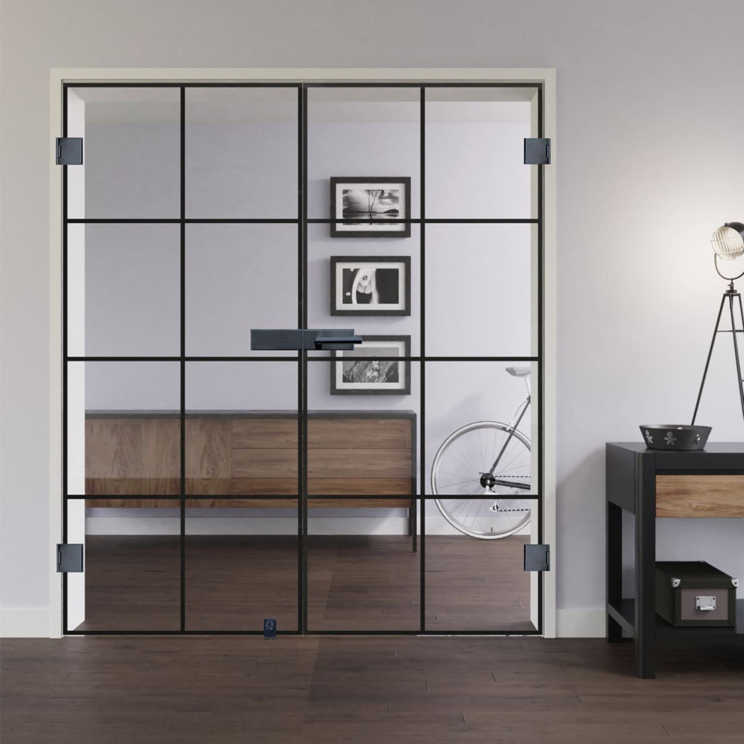 LIENBACHER GLAS Ganzglas Doppelflügeltür Modell 644 Black Signature Klarglas