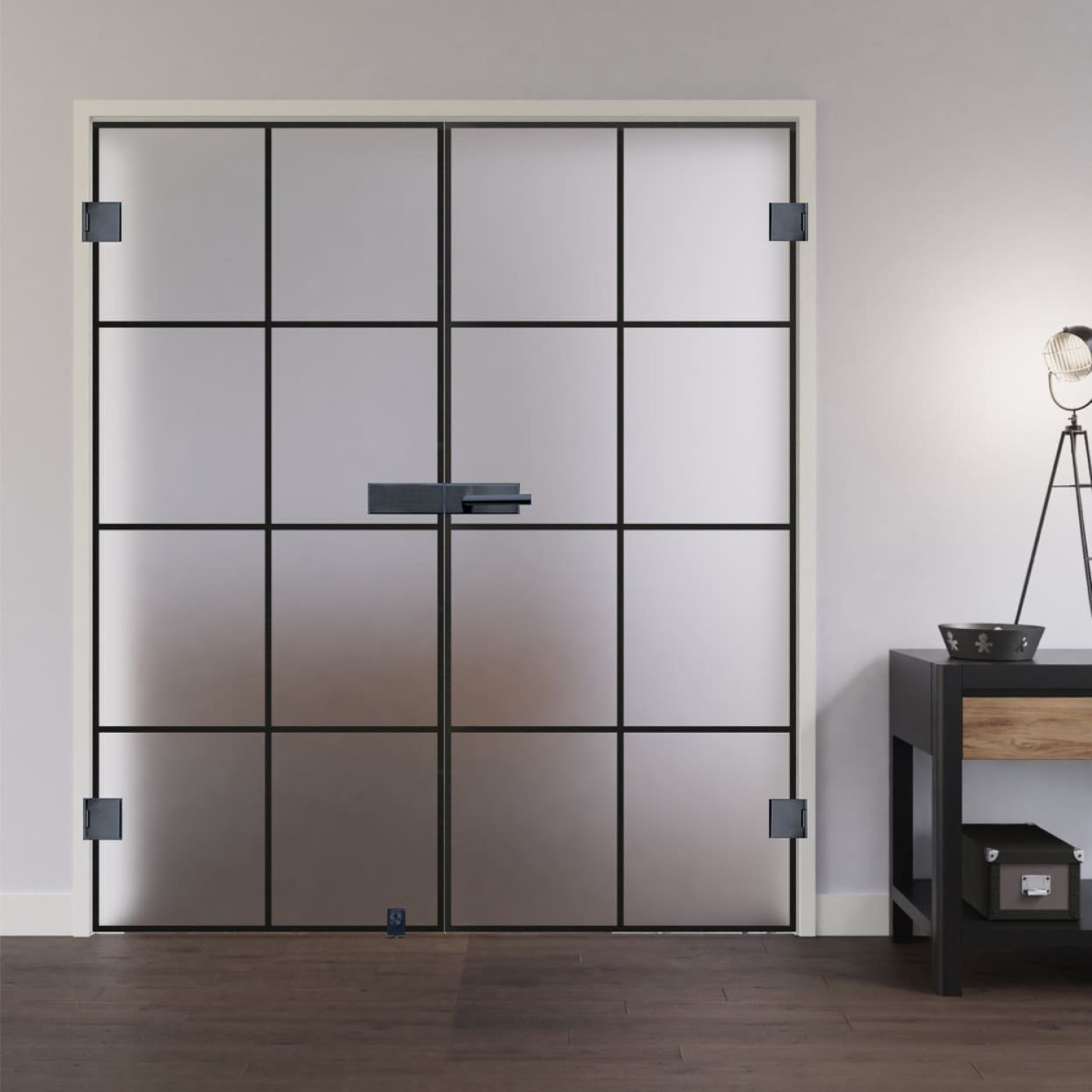 Ansicht von LIENBACHER GLAS Ganzglas Doppelflügeltür Modell 644 Black Signature Satiniert