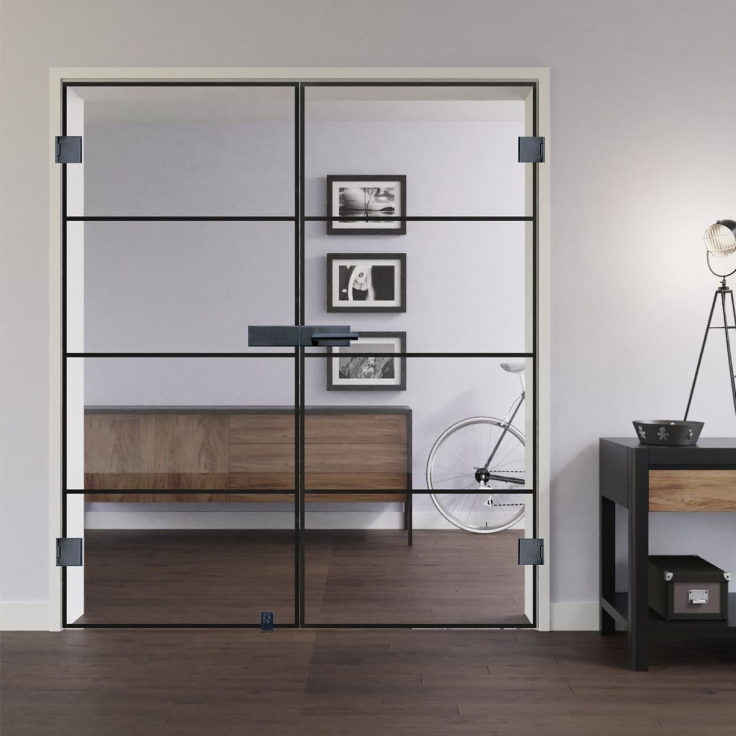 Ansicht von LIENBACHER GLAS Ganzglas Doppelflügeltür Modell 647 Black Signature Satiniert