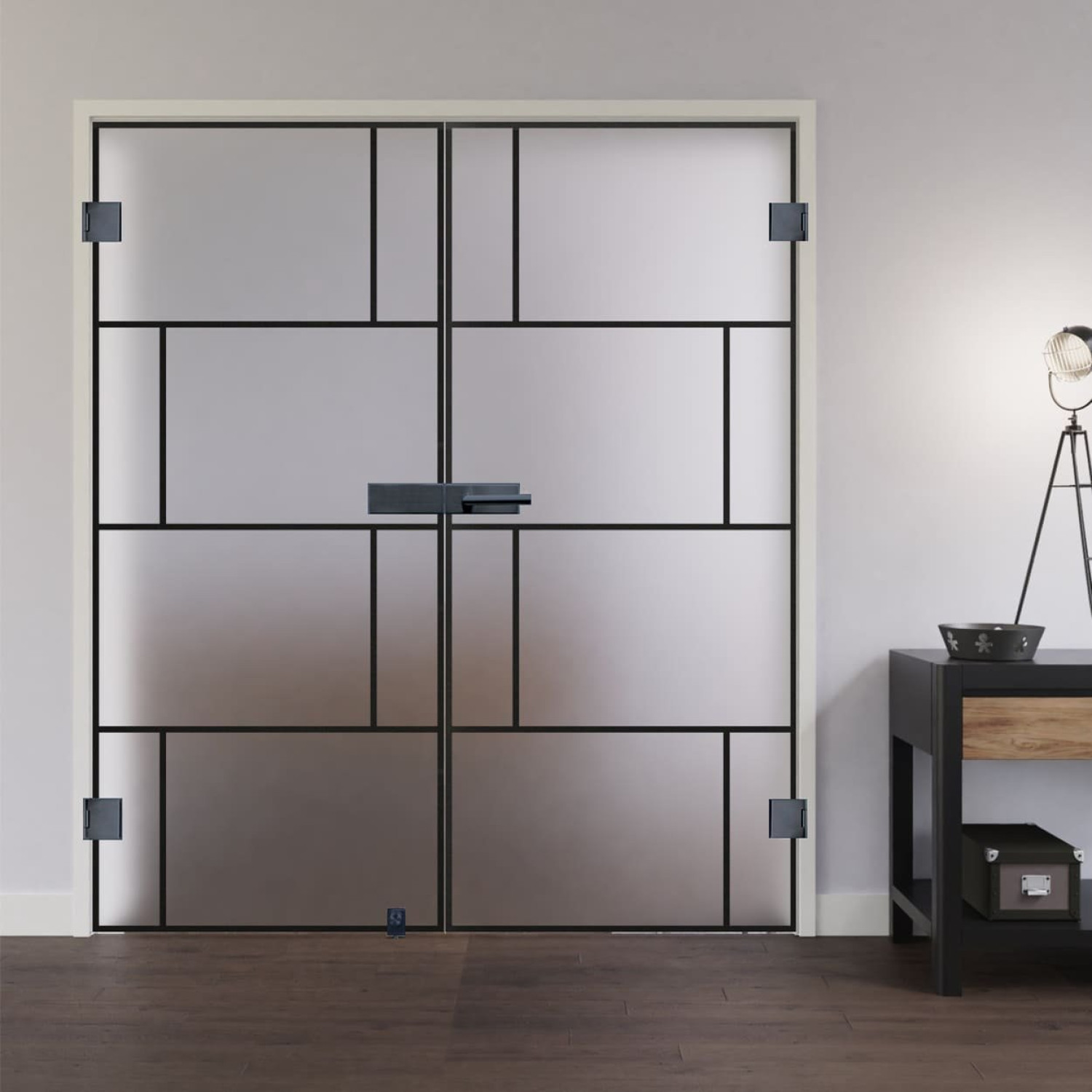 Ansicht von LIENBACHER GLAS Ganzglas Doppelflügeltür Modell 648 Black Signature Satiniert