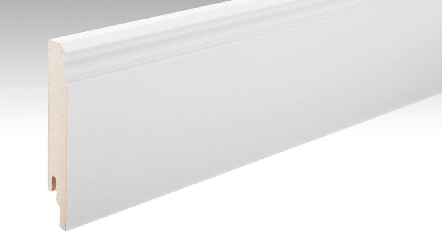 Neutrale, weiße Fußleiste Profil 13 PK (2380 x 18 x 120 mm) - MEISTER