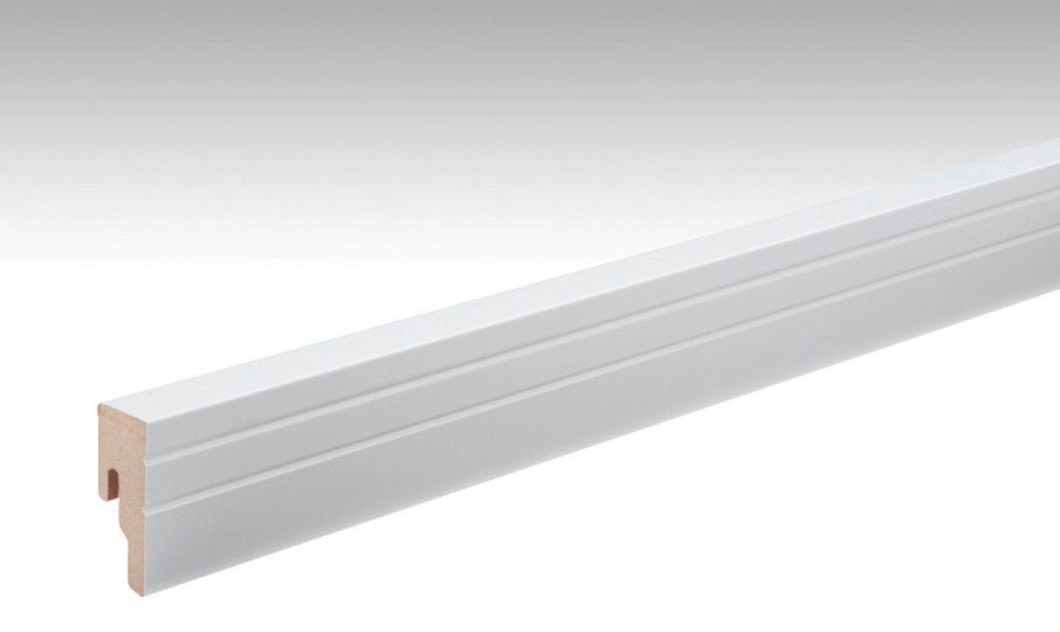Neutrale, weiße Fußleiste Profil 18 PK (2380 x 18 x 50 mm) - MEISTER