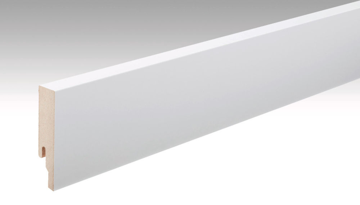 Neutrale, weiße Fußleiste Profil 9 PK (2380 x 18 x 80 mm) - MEISTER