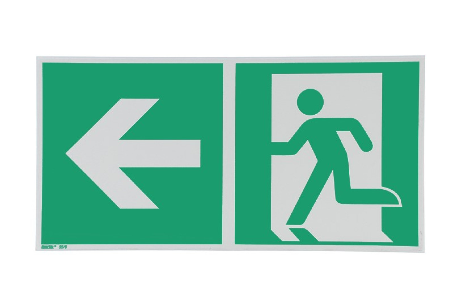 Hinweisschild Rettungsweg Pfeil links Selbstklebefolie langnachleuchtend Variante A - Interio