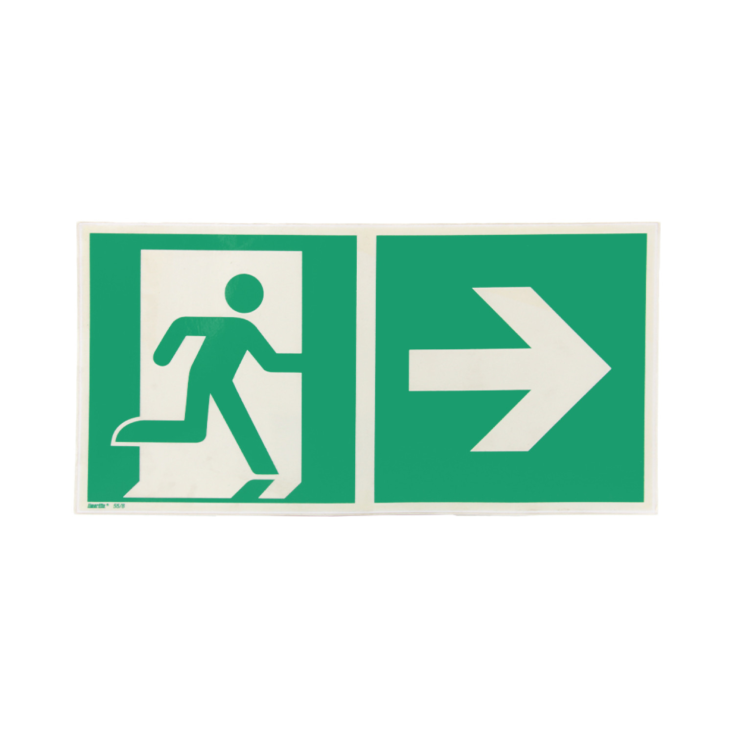 Hinweisschild Rettungsweg Pfeil rechts Selbstklebefolie langnachleuchtend - Interio