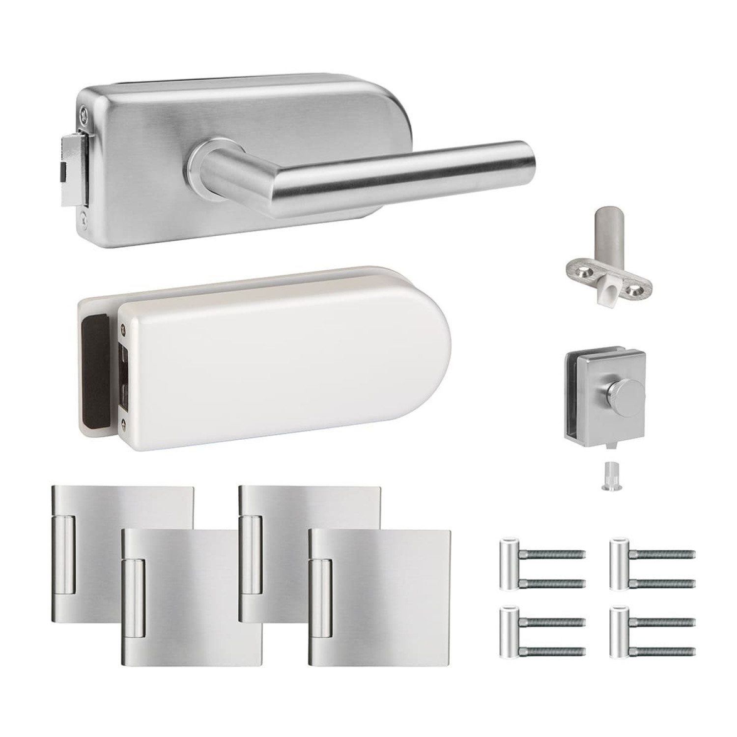 LIENBACHER GLAS Beschlagset für Glas-Doppelflügeltüren Private Line Classik UV /GK Aluminium EV1 mit Drückerpaar L-Form