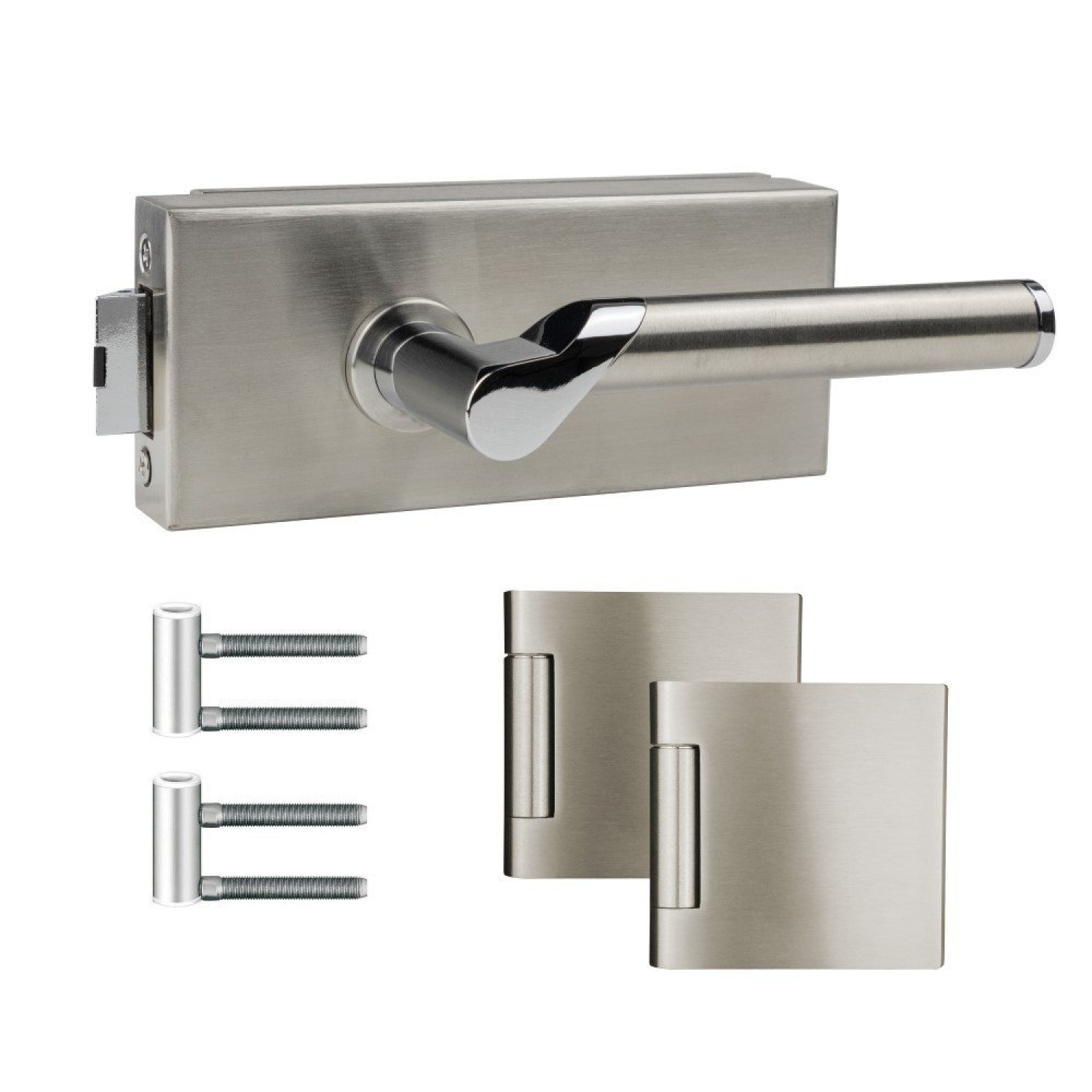 LIENBACHER GLAS Beschlagset für Glastüren Private Line Quatro UV Edelstahl matt mit Drückerpaar Silvio-Bicolor
