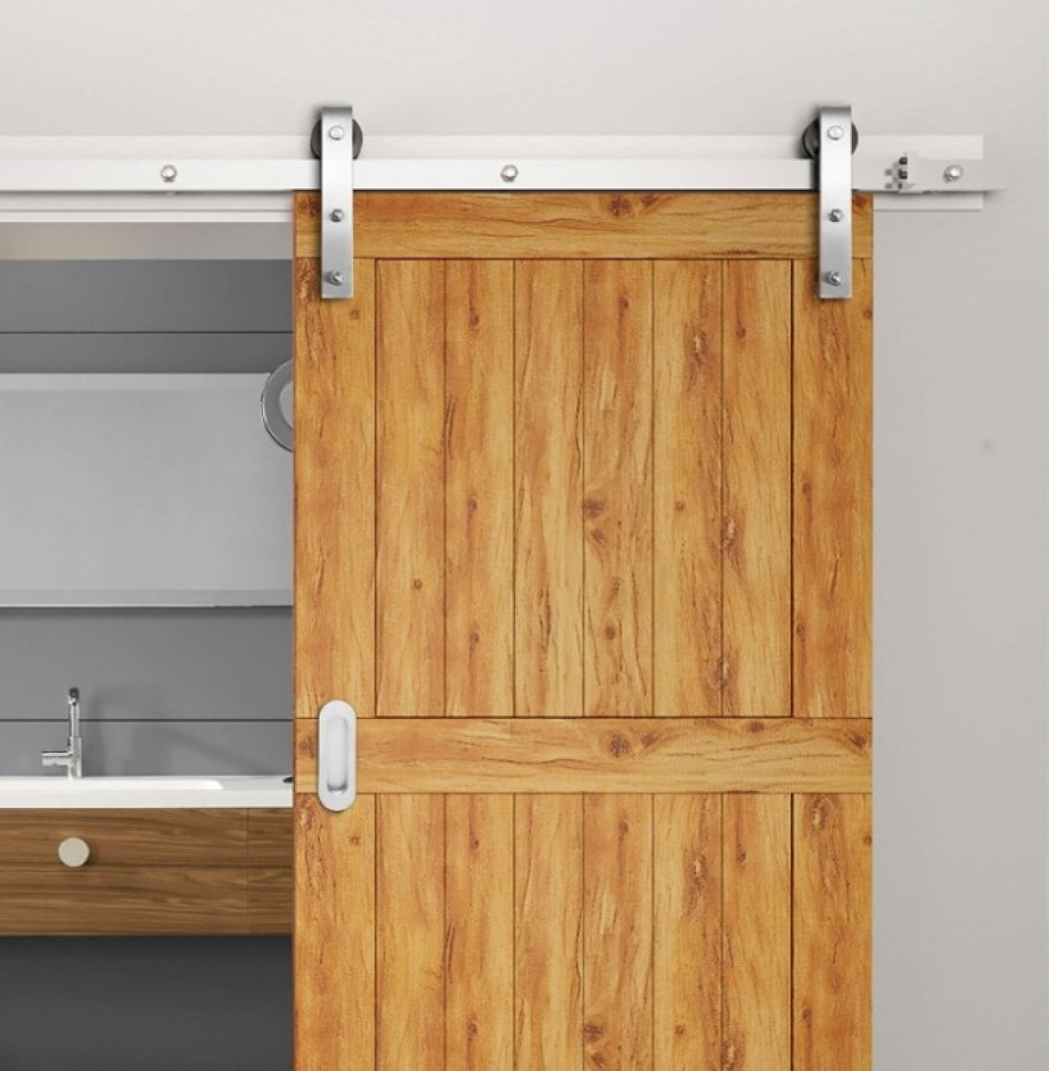 Milieu 2 von Schiebetürsystem Basic Edelstahl gebürstet für Holztüren - Intersteel