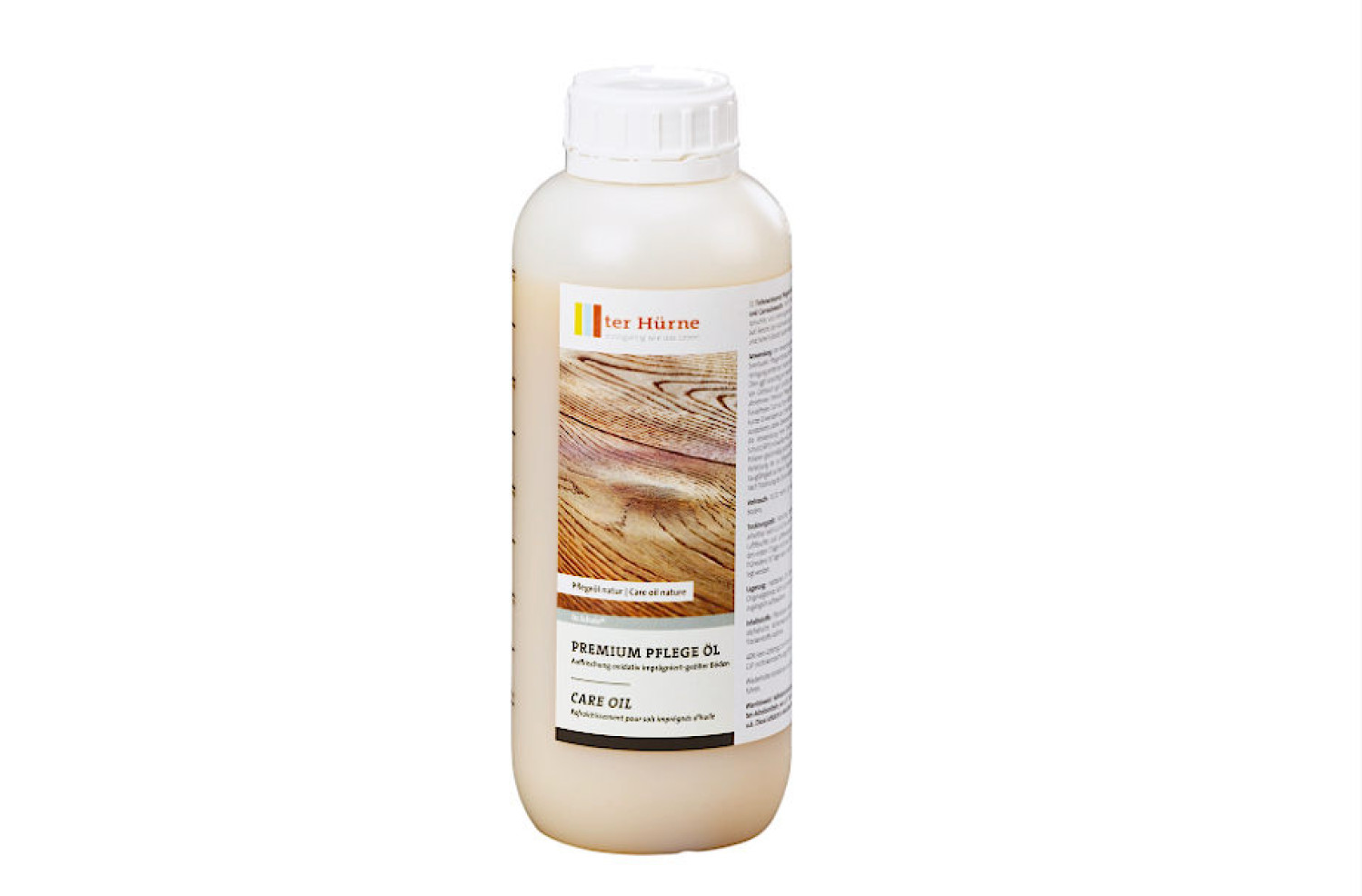 Flaschenansicht von Premium Pflegeöl 1000ml für naturgeölte Parkettoberflächen - ter Hürne