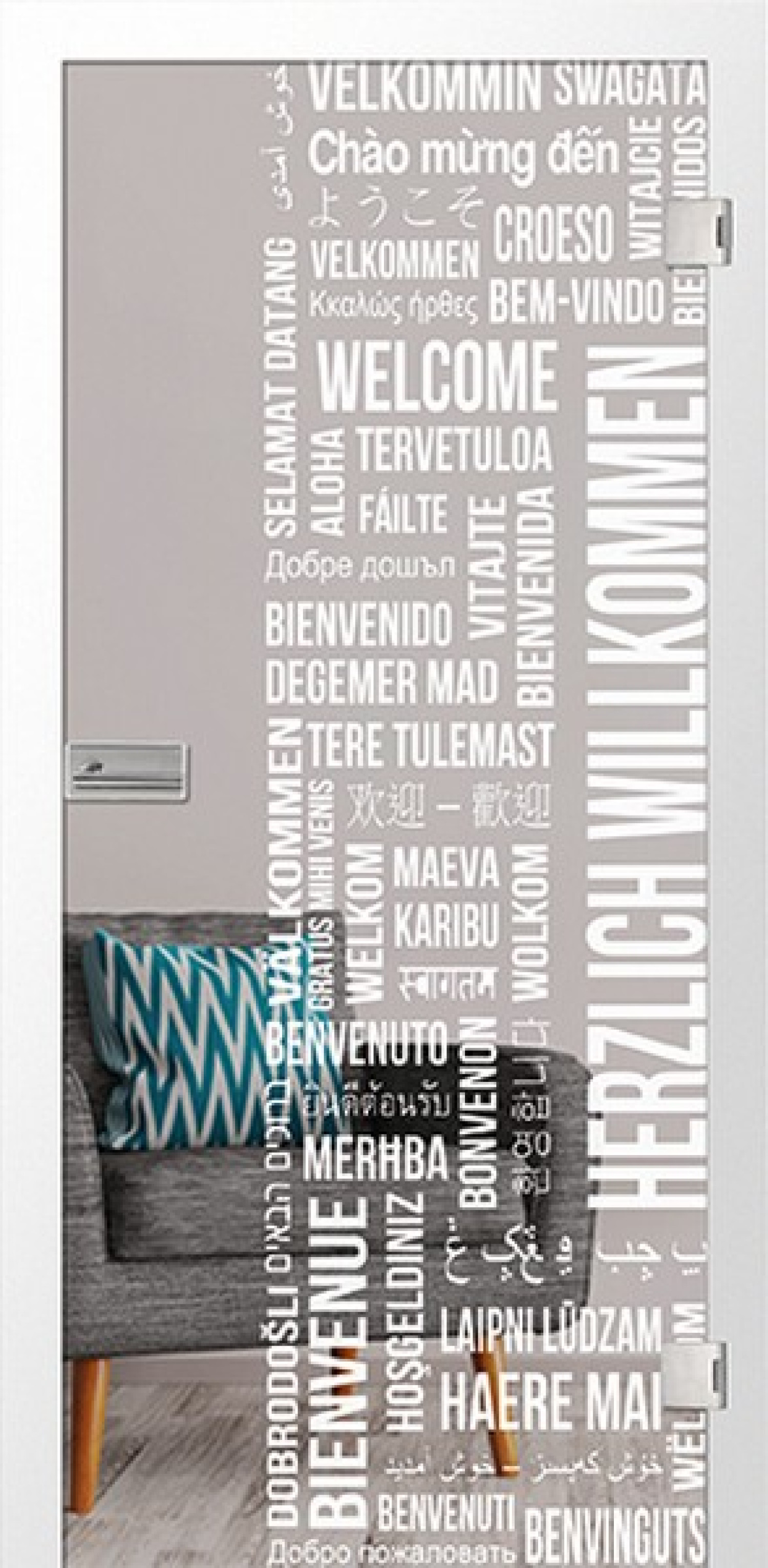 Bild von Welcome Mattprint Glastür mit Motiv matt - Erkelenz