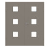 HUGA Doppelflügeltür Taupe Lack Basic mit Lichtausschnitt LA-10 mit Zarge