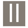 HUGA Doppelflügeltür Taupe Lack Basic mit Lichtausschnitt LA-24 schlossseitig mit Zarge