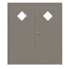 HUGA Doppelflügeltür Taupe Lack Basic mit Lichtausschnitt LA-6 Raute mit Zarge