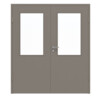 HUGA Doppelflügeltür Taupe Lack Basic mit Lichtausschnitt LA-7 mit Zarge