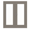 HUGA Doppelflügeltür Taupe Lack Basic mit Lichtausschnitt LA-8 mit Zarge