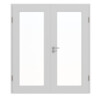 JELD-WEN Doppelflügeltür Contour 1F Nickelgrau ähnl. RAL 7047 ExpertLack mit Lichtausschnitt LA-1G mit Zarge