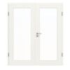 JELD-WEN Doppelflügeltür Contour 1F Brillantweiß ähnl. RAL 9016 ExpertLack mit Lichtausschnitt LA-1G mit Zarge