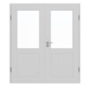 JELD-WEN Doppelflügeltür Contour 2F Nickelgrau ähnl. RAL 7047 ExpertLack mit Lichtausschnitt LA-1G mit Zarge
