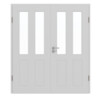 JELD-WEN Doppelflügeltür Contour 4F Nickelgrau ähnl. RAL 7047 ExpertLack mit Lichtausschnitt LA-2G mit Zarge