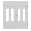 JELD-WEN Doppelflügeltür Contour 4FS Nickelgrau ähnl. RAL 7047 ExpertLack mit Lichtausschnitt LA-2G mit Zarge