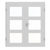 JELD-WEN Doppelflügeltür Contour 3FG Nickelgrau ähnl. RAL 7047 ExpertLack mit Lichtausschnitt LA-3G mit Zarge