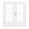 GARANT Doppelflügeltür inkl. Zarge D354-60 Designer White Resopal mit Lichtausschnitt LA-DIN Sprosse SP0