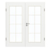 GARANT Doppelflügeltür inkl. Zarge D354-60 Designer White Resopal mit Lichtausschnitt LA-2 Sprosse SP1