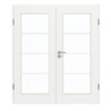 GARANT Doppelflügeltür inkl. Zarge D354-60 Designer White Resopal mit Lichtausschnitt LA-2 Sprosse SP10