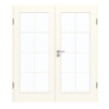 GARANT Doppelflügeltür inkl. Zarge 0105-60 Pearl White CePaL mit Lichtausschnitt LA-3 Sprosse SP1