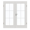 GARANT Doppelflügeltür inkl. Zarge 0160-60 Silver Grey CePaL mit Lichtausschnitt LA-3 Sprosse SP4