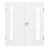 GARANT Doppelflügeltür inkl. Zarge D354-60 Designer White Resopal mit Lichtausschnitt LA-4 bandseitig Sprosse SP10