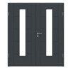 HÖRMANN Doppelflügeltür Groove 13 Anthrazit RAL 7016 Lack DesignLine mit Lichtausschnitt LA 24 mittig mit Zarge