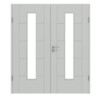 HÖRMANN Doppelflügeltür Groove 13 Grau RAL 7035 Lack DesignLine mit Lichtausschnitt LA 24 mittig mit Zarge